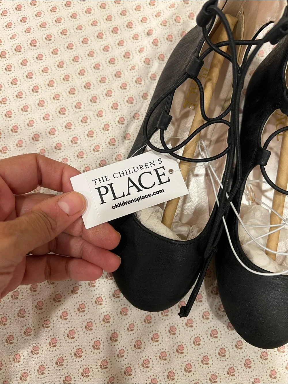 The Children's Place Black Lace-Up Ballet Flats